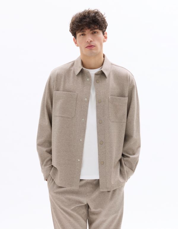 Surchemise texturée 2 poches - taupe
