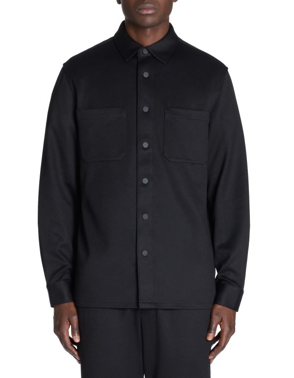 Chemise overshirt texturée 100% coton stretch - noir