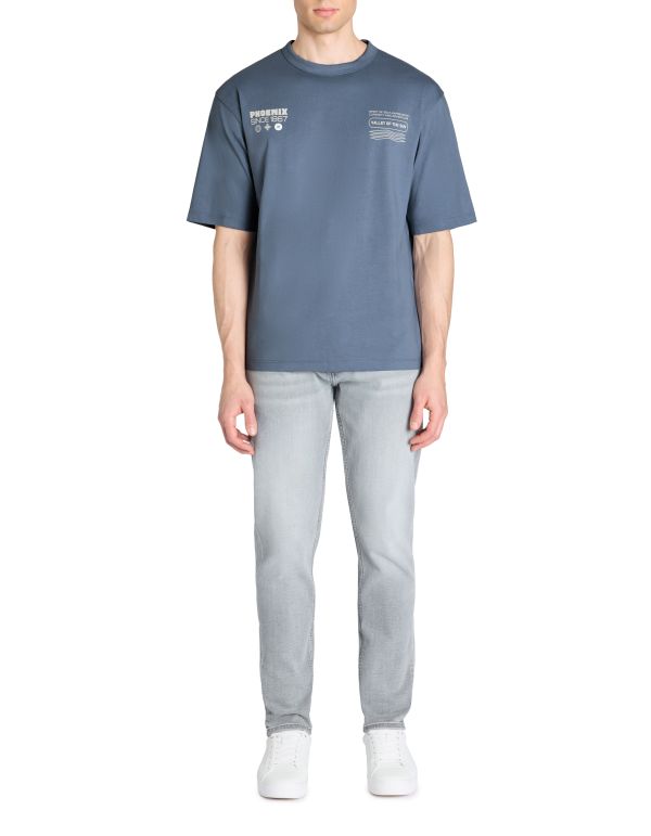 T-shirt oversize col rond 100% coton - bleu