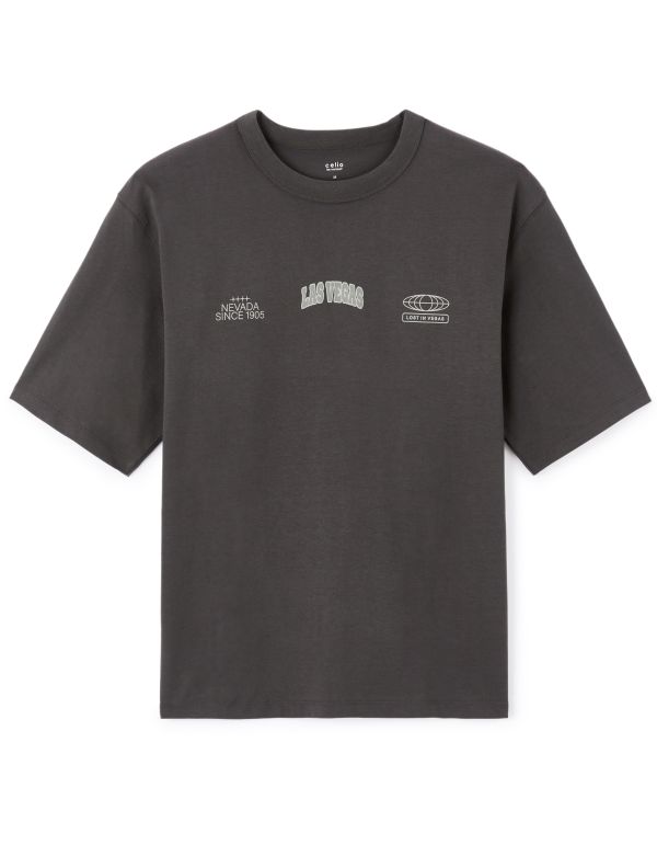 T-shirt oversize col rond 100% coton - noir