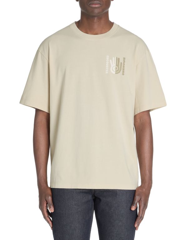 T-shirt oversize col rond 100% coton - beige