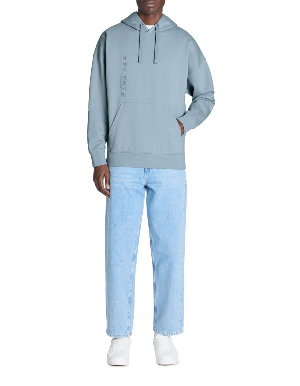 Sweat oversize col rond 100% coton - bleu