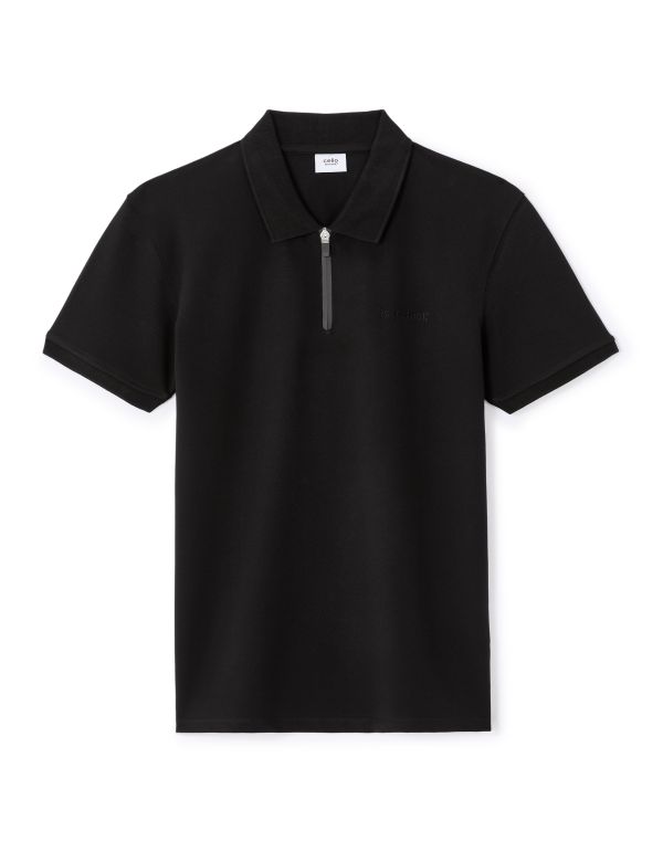 Polo slim 100% coton stretch - noir