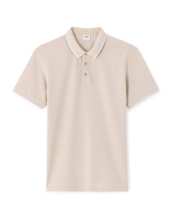 Polo regular coton mélangé - beige