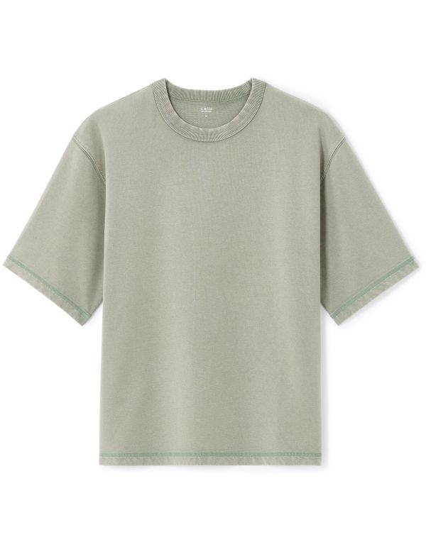 T-shirt oversize col rond 100% coton - kaki