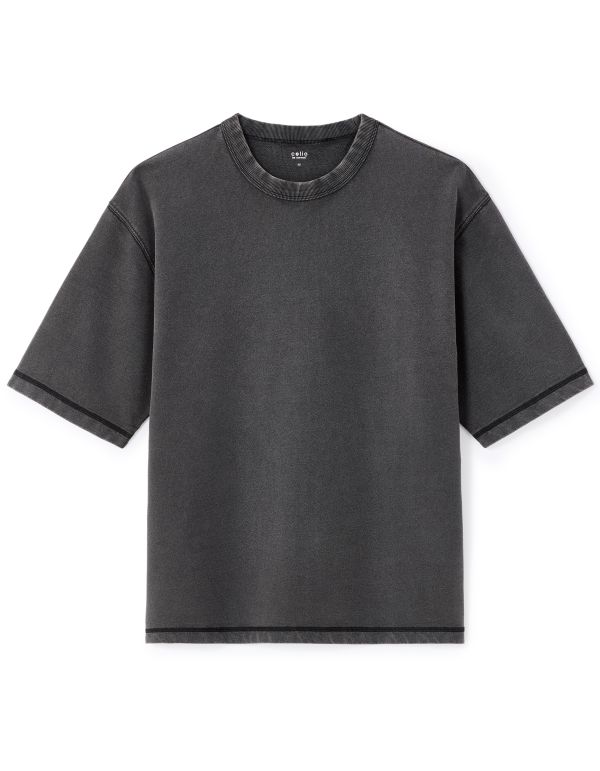 T-shirt oversize col rond 100% coton - noir