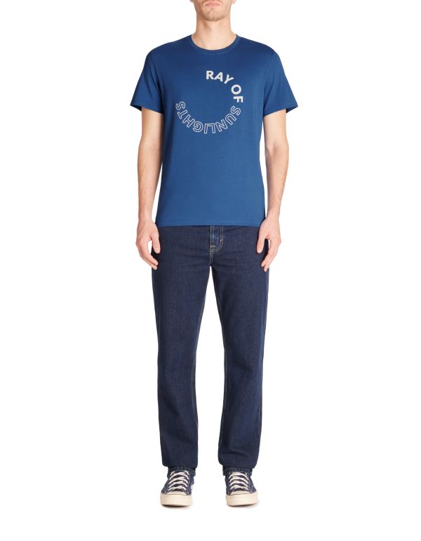 T-shirt regular col rond 100% coton - bleu