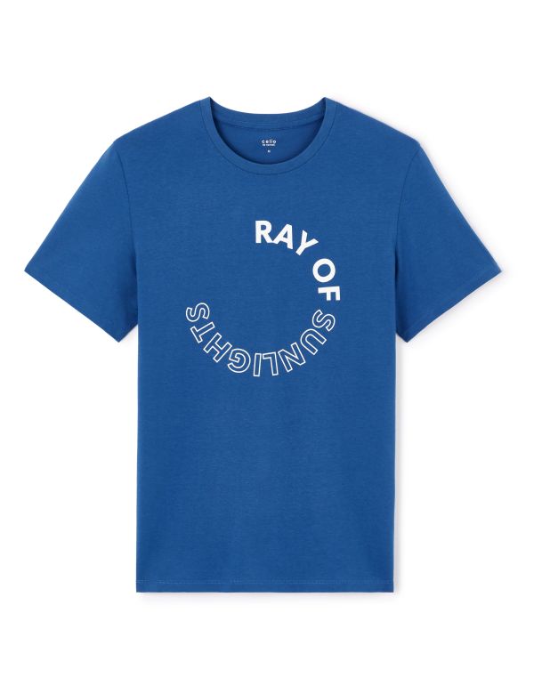 T-shirt regular col rond 100% coton - bleu