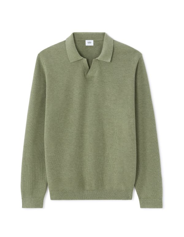 Pull col cubain 100% coton - vert