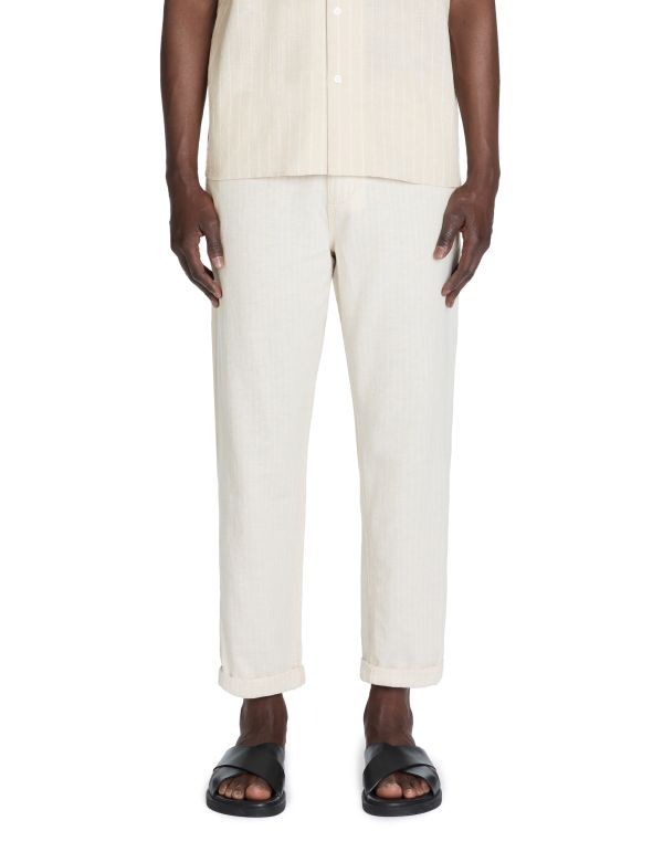 Pantalon straight coton mélangé - beige