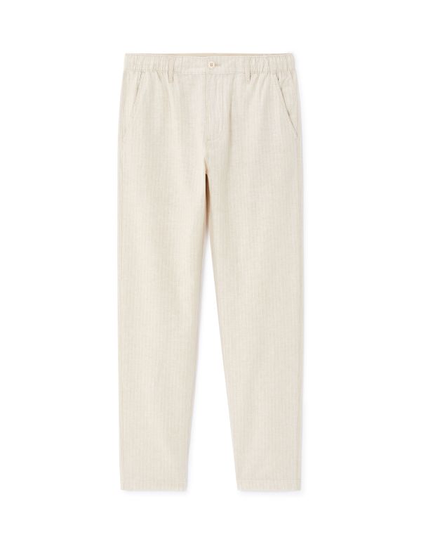 Pantalon straight coton mélangé - beige
