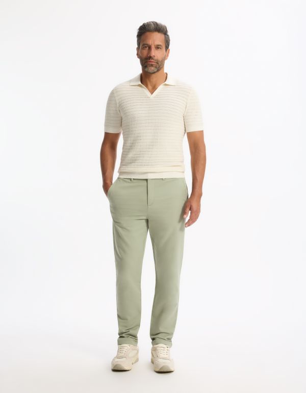 Polo slim en maille texturée coton mélangé - beige