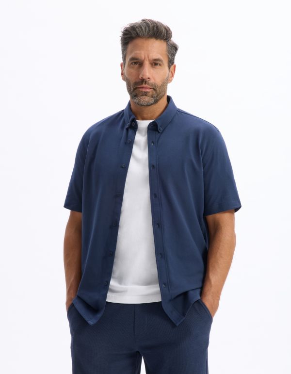 Chemisette regular jersey piqué - marine