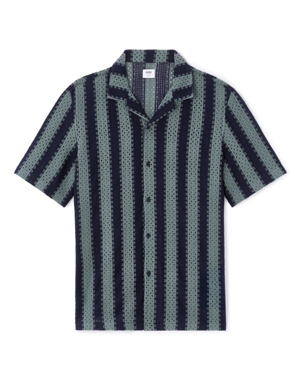 Chemisette en crochet en coton mélangé - bleu