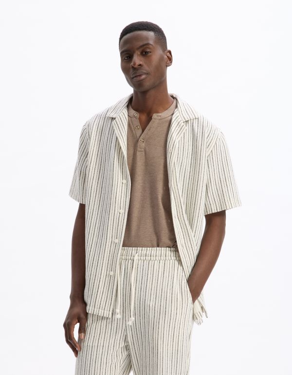 Chemisette regular jersey rayé - écru