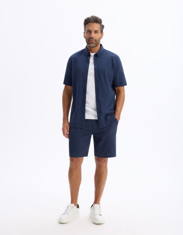 Bermuda coton mélangé - marine