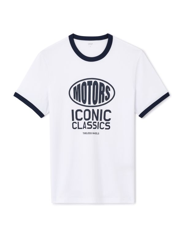 T-shirt straight col rond 100% coton - blanc