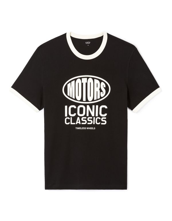 T-shirt straight col rond 100% coton - noir