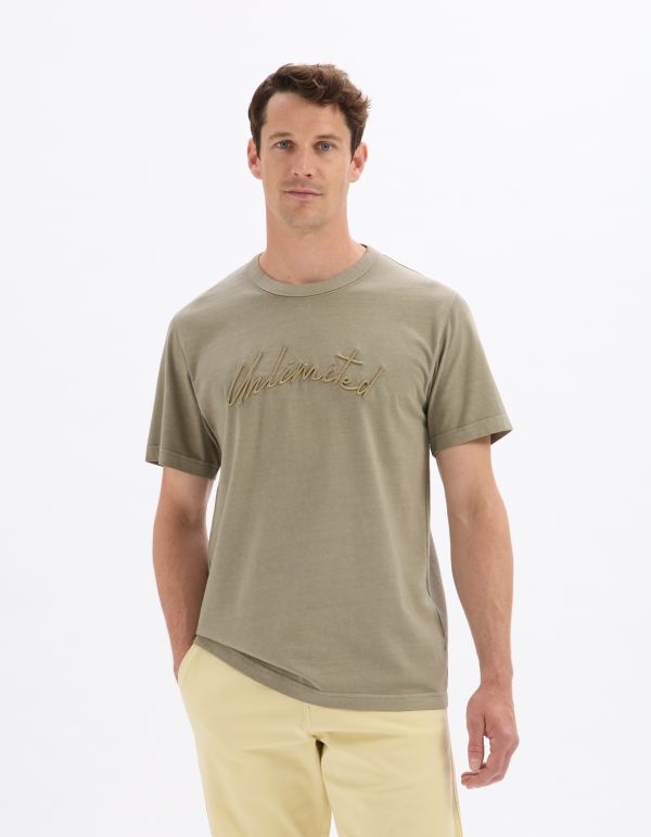 T-shirt boxy col rond 100% coton - laurier