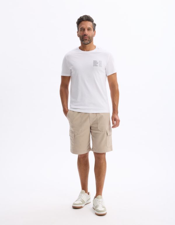 T-shirt straight col rond 100% coton - blanc
