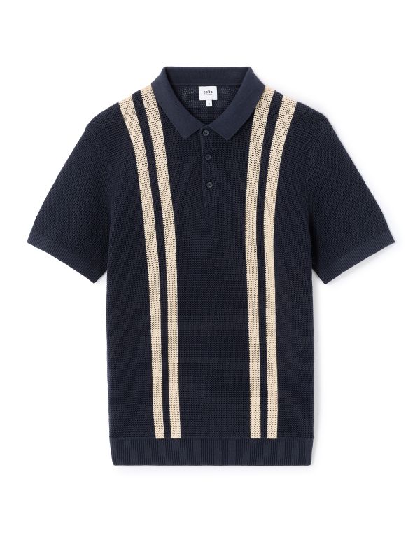 Polo en maille texturée 100% coton - marine