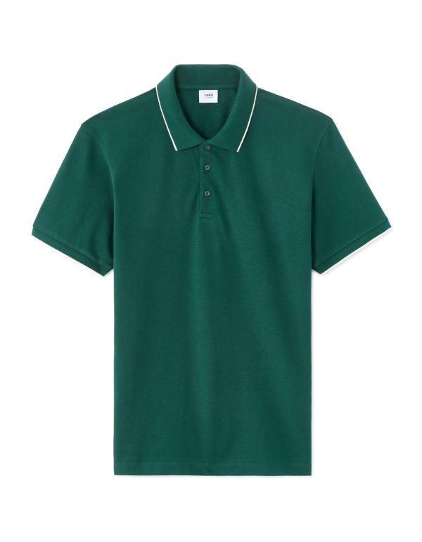 Polo piqué regular 100% coton - vert foncé
