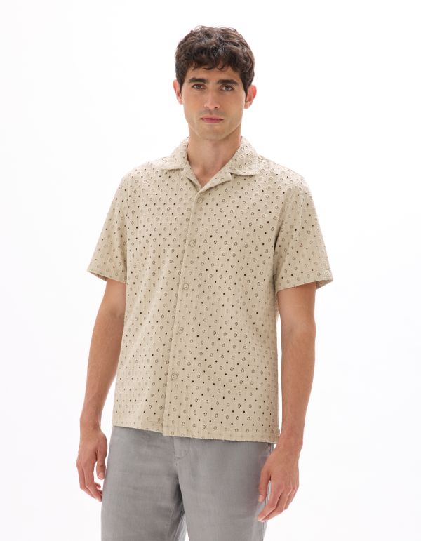 Chemisette regular broderie anglaise 100% coton - beige