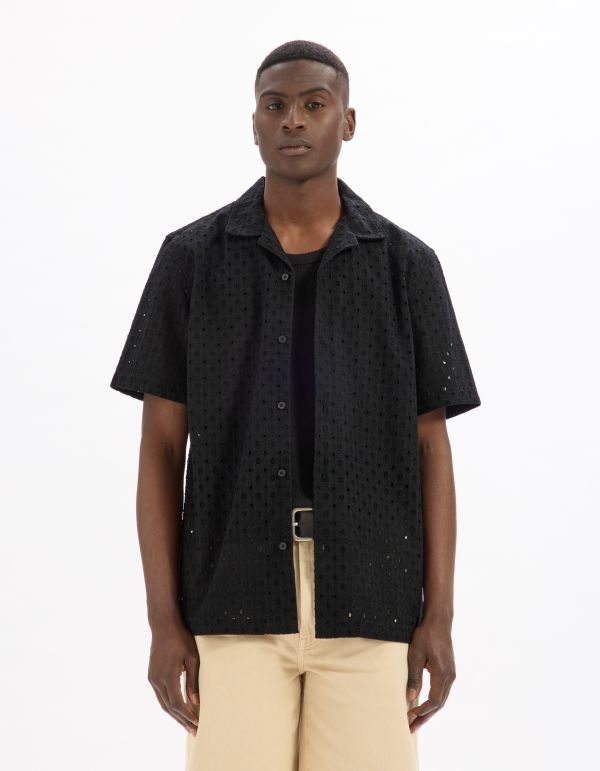 Chemisette regular broderie anglaise 100% coton - noir