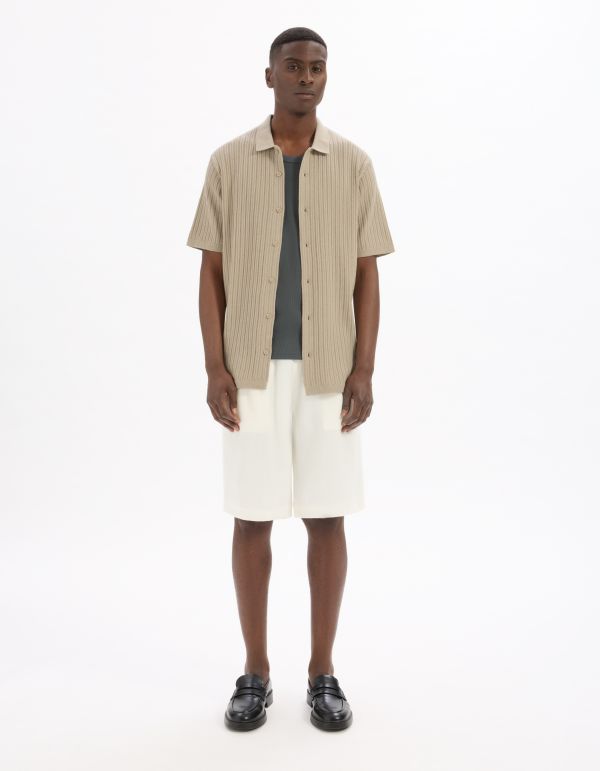 Chemisette regular en maille ajouré - beige