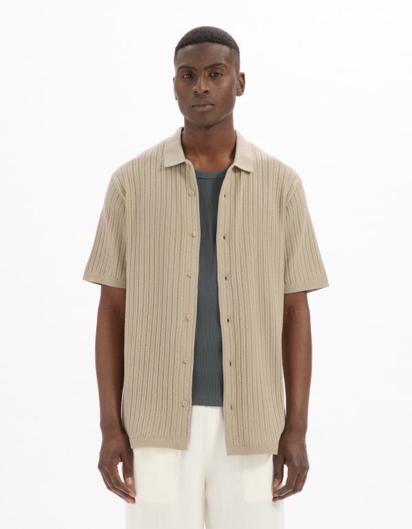 Chemisette regular en maille ajouré - beige