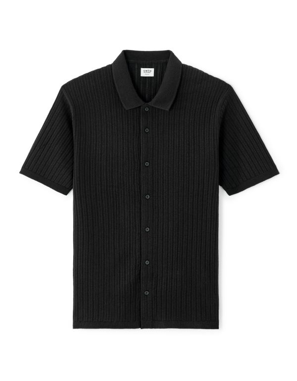 Chemisette regular en maille ajouré - noir