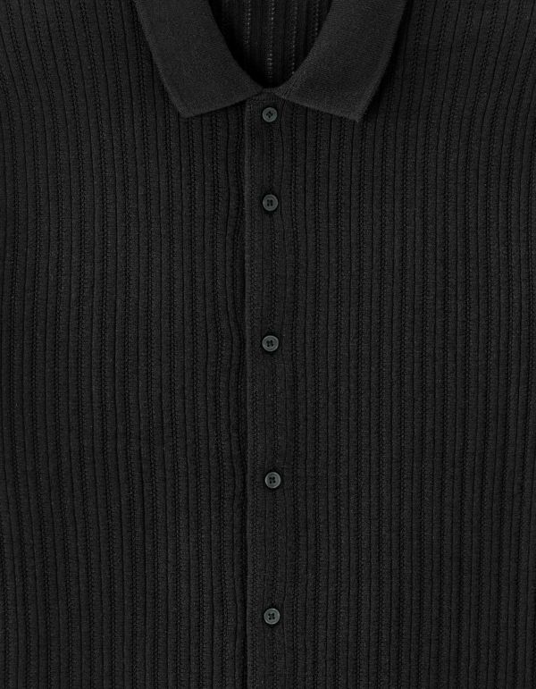 Chemisette regular en maille ajouré - noir