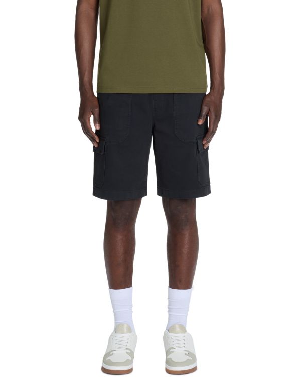 Bermuda cargo en coton stretch - noir