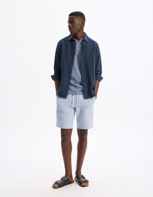 Bermuda 100% coton - bleu