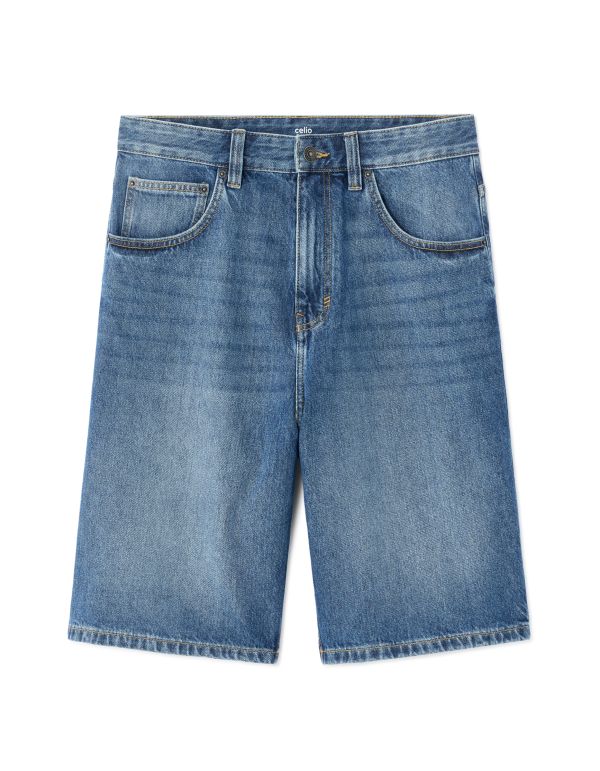 Bermuda baggy en jean - bleu double stone