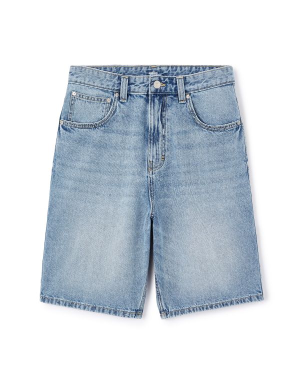 Bermuda baggy en jean - bleu clair