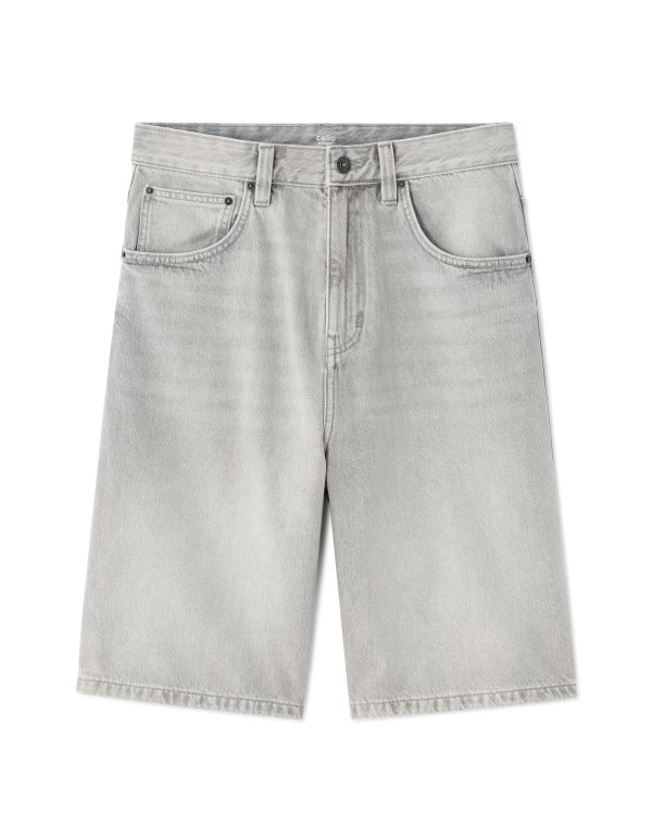 Bermuda baggy en jean - gris clair