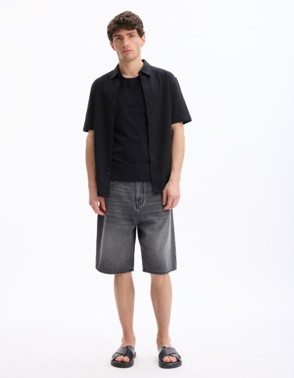 Bermuda baggy en jean - noir