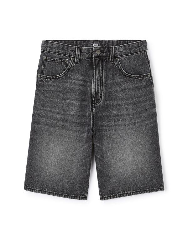 Bermuda baggy en jean - noir