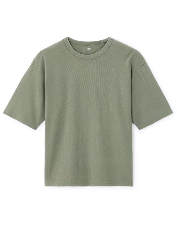 T-shirt oversize col rond - kaki