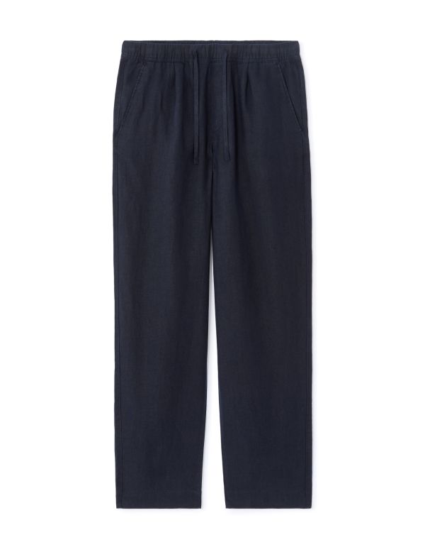 Pantalon loose 100% lin - marine