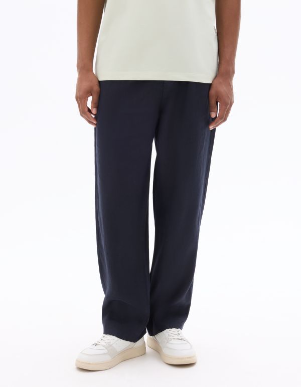 Pantalon loose 100% lin - marine