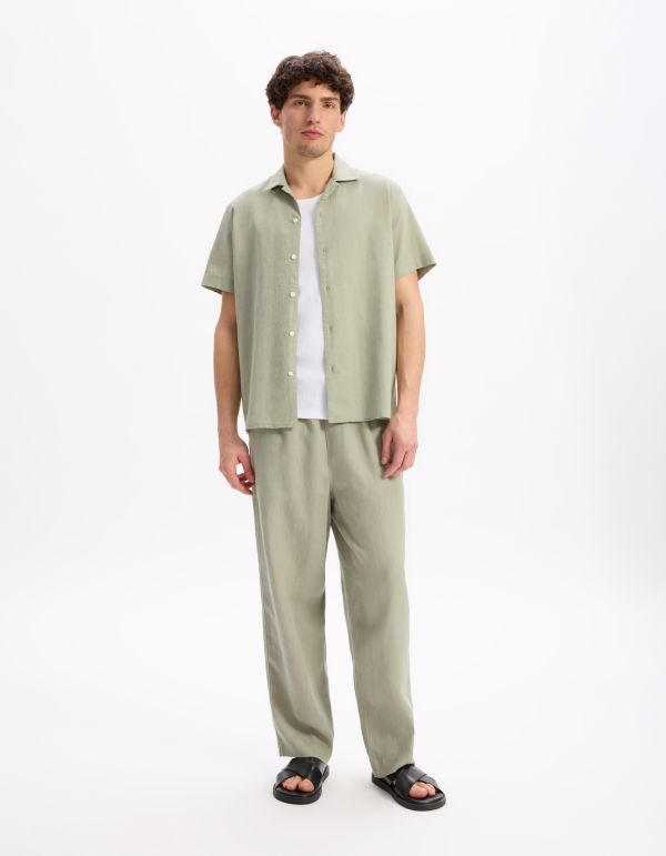 Pantalon loose 100% lin - vert