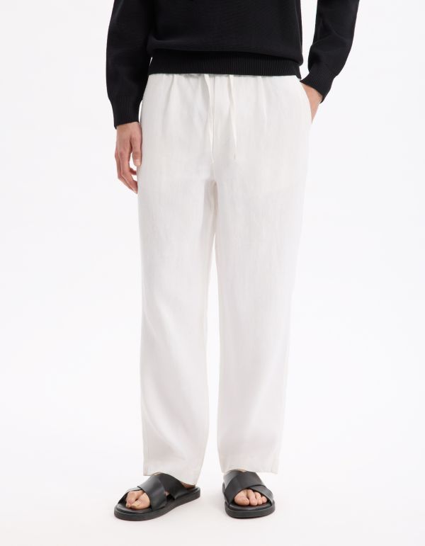 Pantalon loose 100% lin - blanc