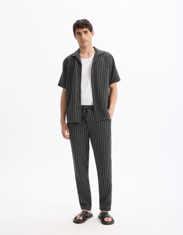 Pantalon relaxed coton mélangé - noir