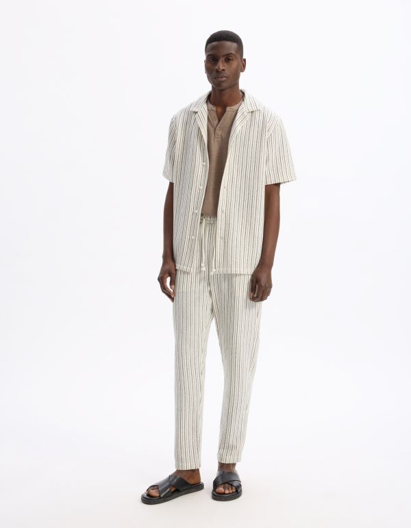 Pantalon relaxed coton mélangé - ecru