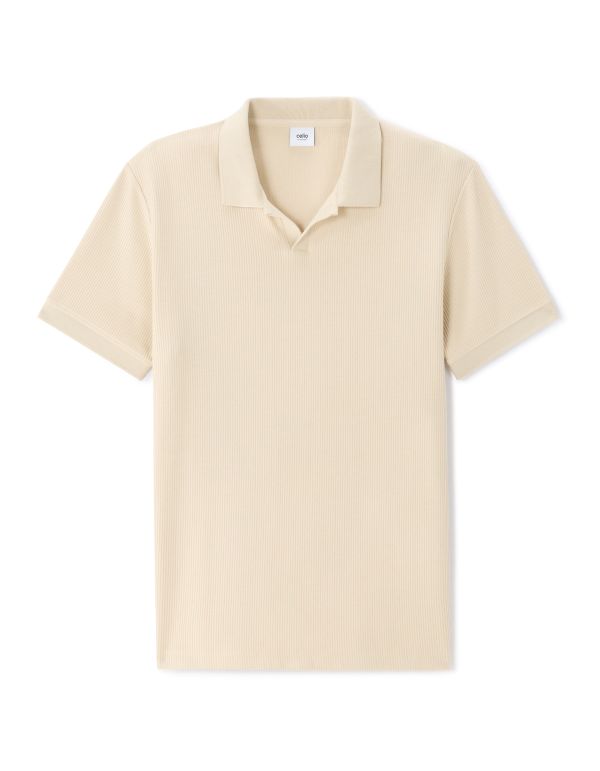 Polo regular en maille côtelé 100% coton - beige clair