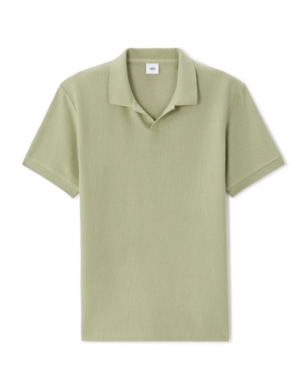 Polo regular en maille côtelé 100 % coton - vert