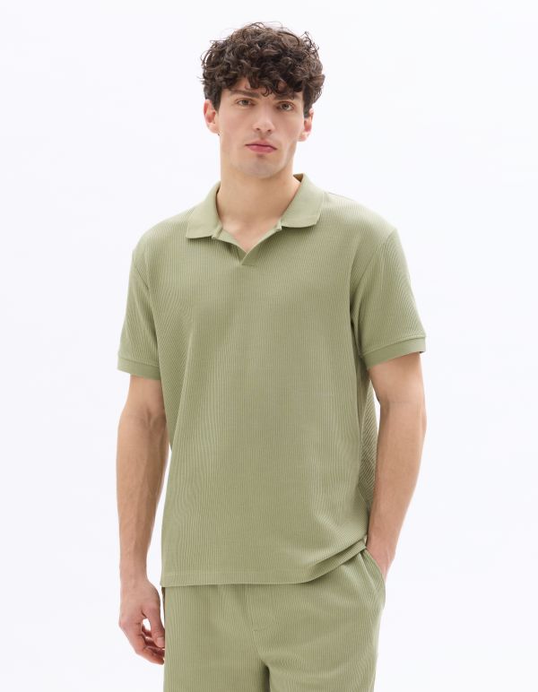 Polo regular en maille côtelé 100 % coton - vert