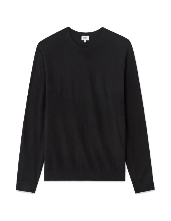 Pull col rond uni regular - noir
